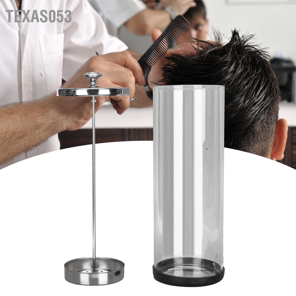 [Hàng Sẵn] Bình khử trùng dụng cụ cắt tóc - Bình thủy tinh đựng dung dịch khử trùng kéo cắt tóc với nắp thép không gỉ【Texas053】