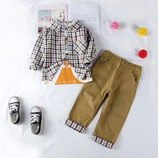 Set áo phông+ sơ mi+ quần kaki