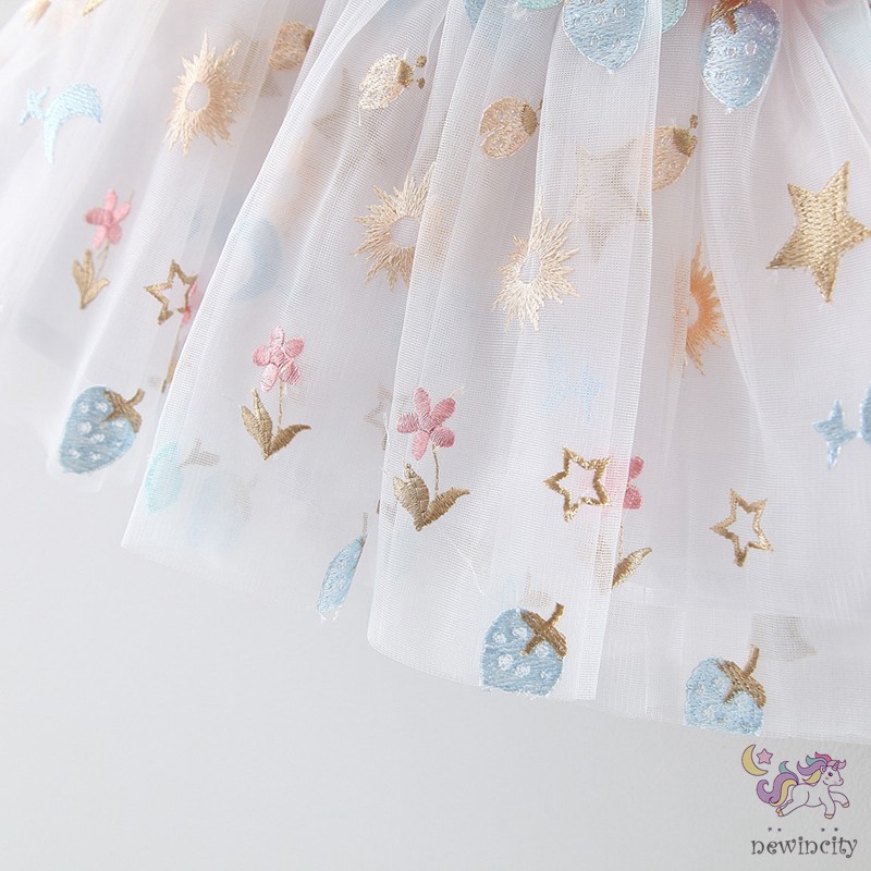 Đầm xòe hai dây in họa tiết đáng yêu cho bé gái