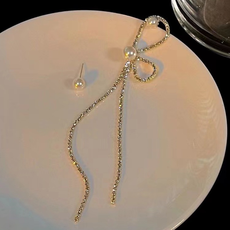 Bông Tai Bạc 2022 s925 Hình Nơ Đính Đá Kim Cương Toàn Diện