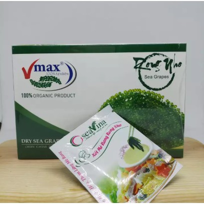 Rong nho khô cao cấp VMAX - Hộp 220g (10 gói) -Tặng kèm 1 sốt mè rang rong nho
