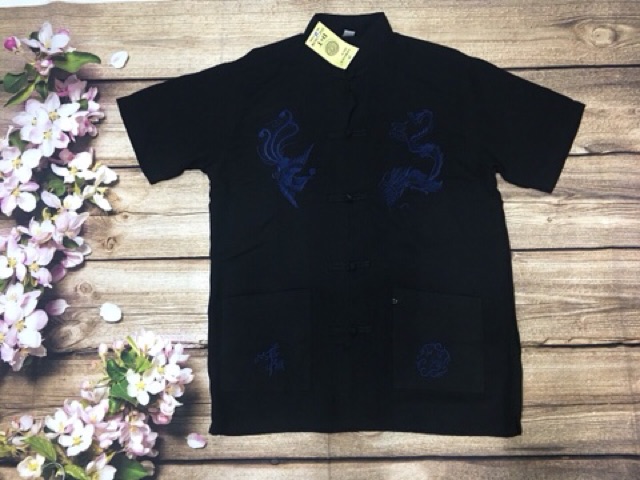 Bigsize Áo sơ mi nam trung niên thêu rồng phượng dứoi 100kg