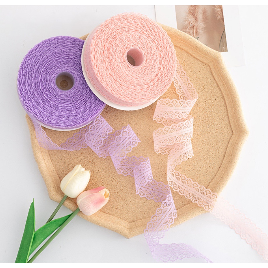 Cuộn Dây Ruy Băng Ren 3Cm 5M Dùng Gói Hoa Thủ Công