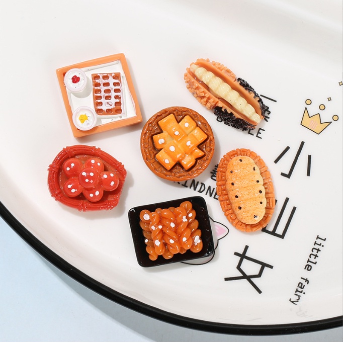 Charm món ăn sáng với bánh mì, cafe cho các bạn trang trí nhà búp bê, kẹp tóc, dán Jibbitz, vỏ ốp điện thoại, DIY