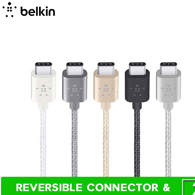 [New 100% nobox] Cáp sạc Belkin MIXIT↑™ USB-C to USB-C 1.8m - F2CU041bt06 vỏ dù Metallic