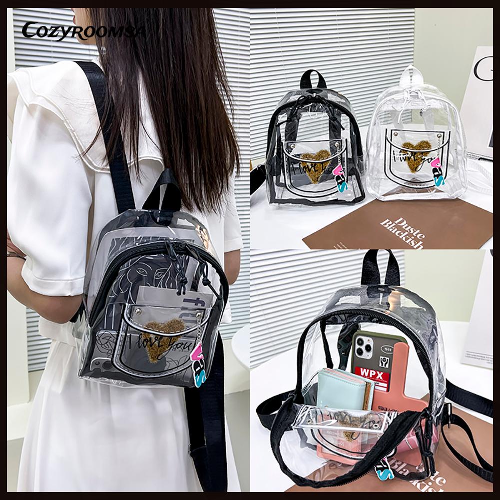 Balo Nhựa PVC Trong Suốt In Chữ Thời Trang Cho Nữ