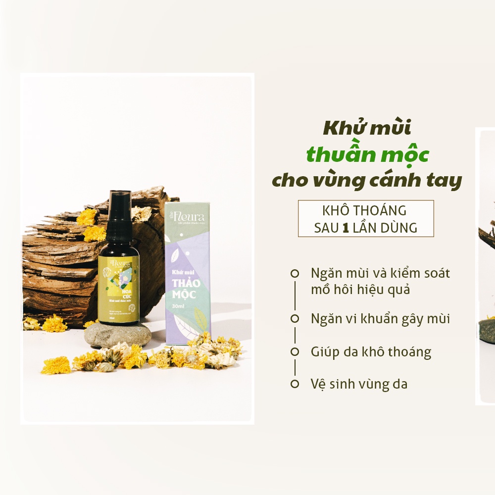 Bộ 2 Chai Xịt Khử mùi hôi nách hoa cúc, ngăn mùi hôi và mồ hôi vùng cánh tay an toàn và thân thiện The Fleura