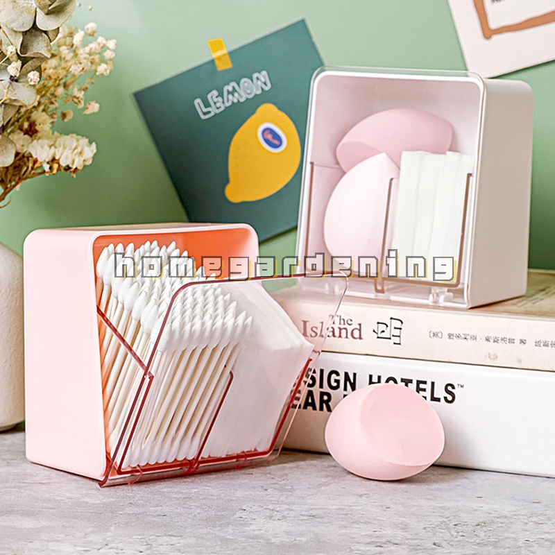 Hộp Đựng Tăm Bông Cotton Hai Lớp Trong Suốt Chống Bụi Gắn Tường