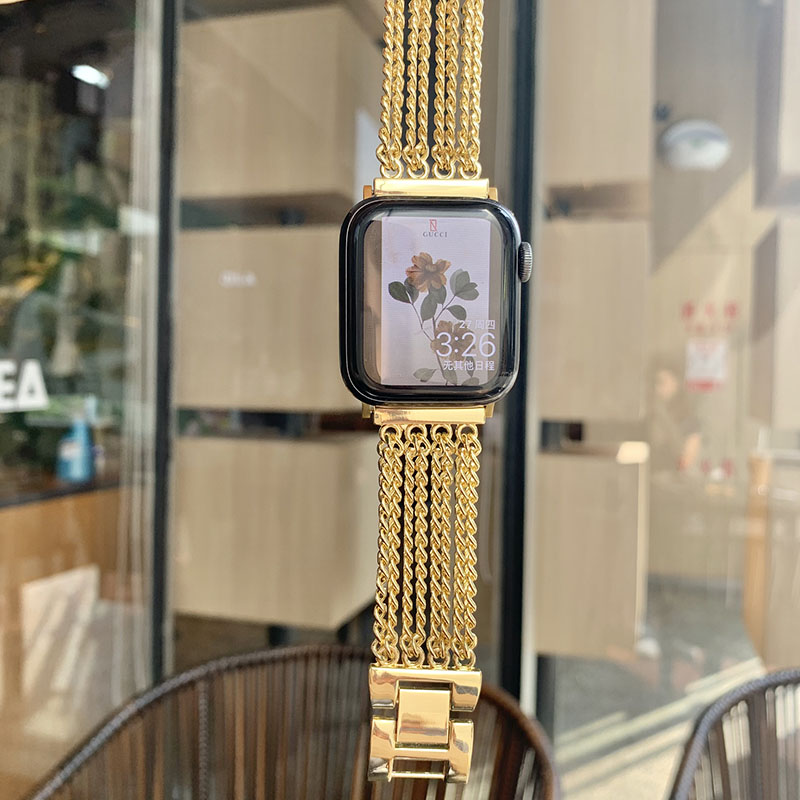 Dây Đeo Đồng Hồ Apple Watch Nhiều Lớp Chất Liệu Denim Phong Cách Retro