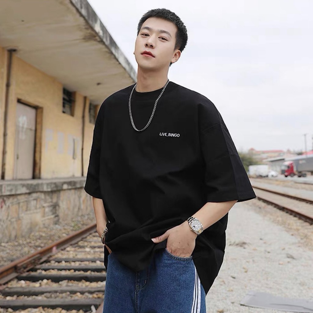 Áo thun nam nữ unisex in chữ LIVE BINGGO tay lỡ dáng rộng cổ tròn phong cách Hàn Quốc trẻ trung YiiL AT12 | BigBuy360 - bigbuy360.vn