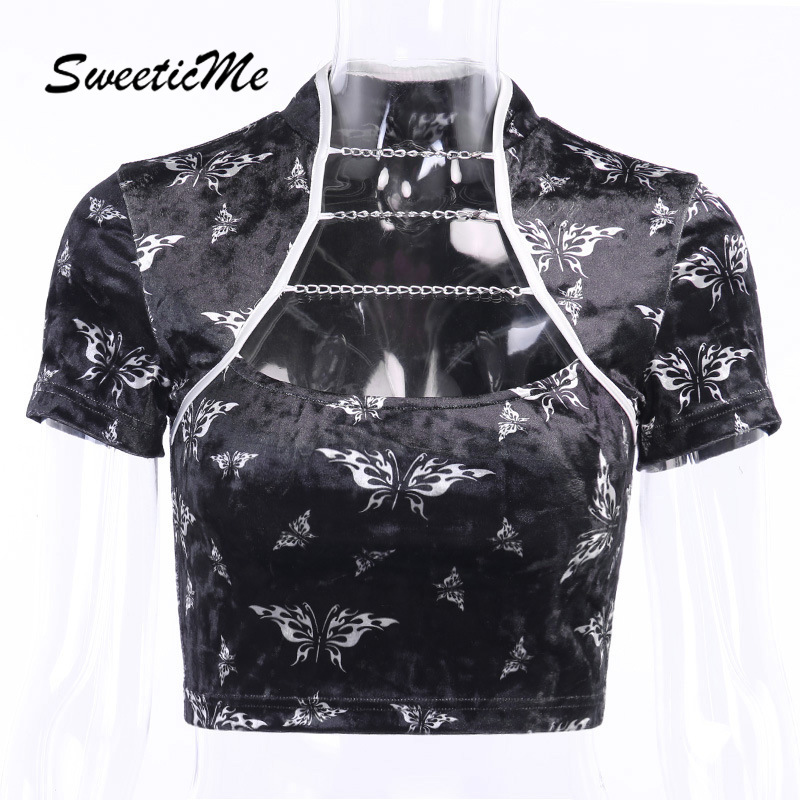 Áo Thun Ngắn Tay In Hình Bướm Gợi Cảm Mẫu 2021 Dành Cho Nữ