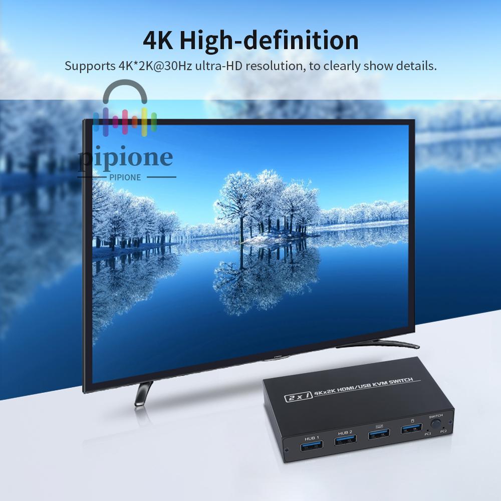 Bộ chuyển mạch 2 trong 1 HDMI / USB KVM Hỗ trợ HD 2K * 4K 2 chia sẻ 1màn hình / Bàn phím & Chuột AIMOS AM-KVM 201CL