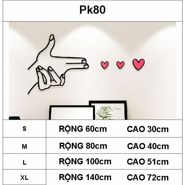 Tranh Dán Tường Mica 3D bắn trái tim siêu cute