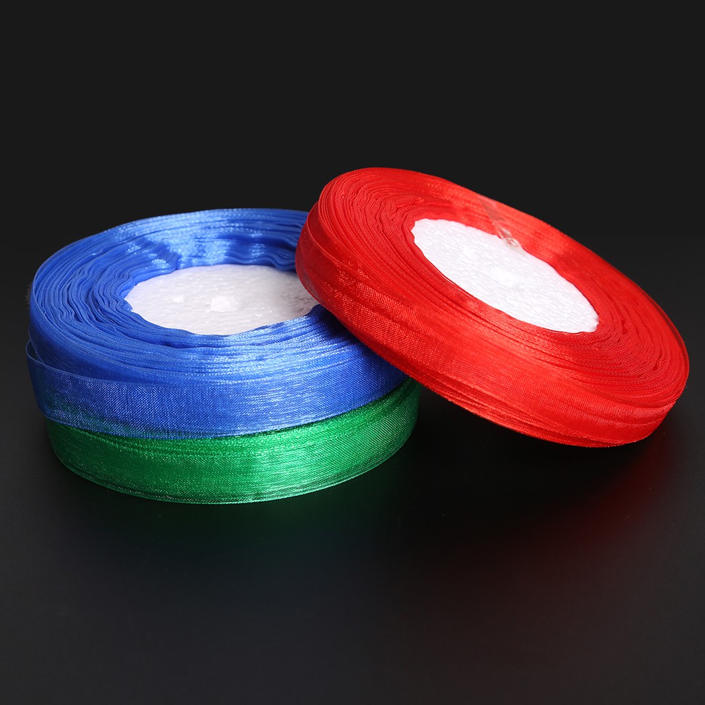 Cuộn dây ruy băng bằng lụa satin organza polyester nhiều màu sắc 12mm 50yards dùng trang trí tiệc cưới