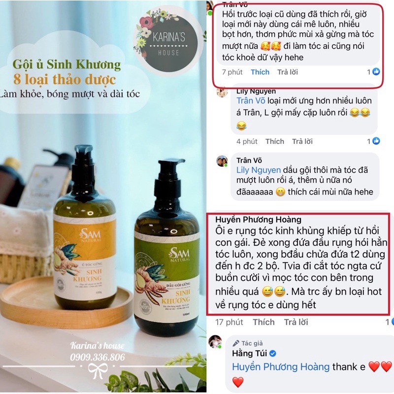 Bộ Dầu gội Sinh Khương Sam Natural - Dầu Gội Gừng giúp Ngăn Rụng Tóc, Hỗ Trợ Mọc Tóc Hiệu Quả 500ml