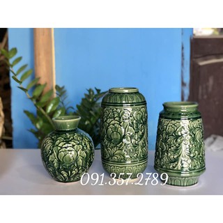 Lọ Hoa Khắc Nổi hoa Phù Dung
