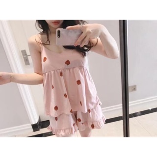Bộ ngủ 2 dây dâu kèm đệm ngực siêu xinh