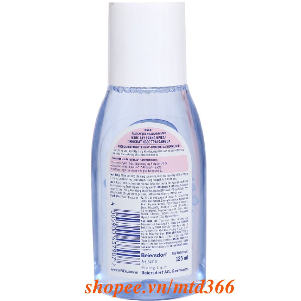 Nước Tẩy Trang (Hồng) 125ml Cho Da Thường Và Da Khô Nivea Extra Bright Make Up Clear Cleansing Water | BigBuy360 - bigbuy360.vn
