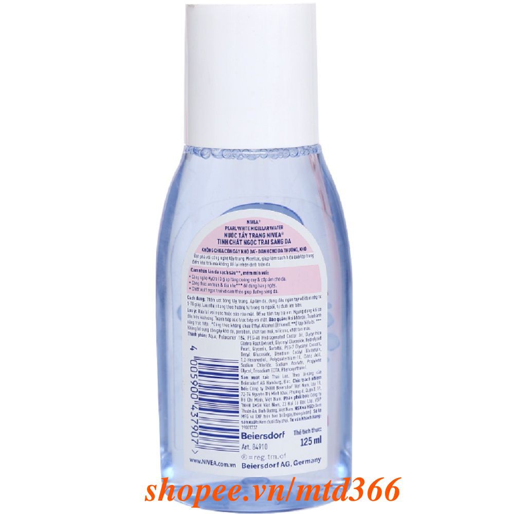 Nước Tẩy Trang (Hồng) 125ml Cho Da Thường Và Da Khô Nivea Extra Bright Make Up Clear Cleansing Water