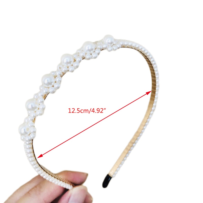 Băng Đô Cài Tóc Đính Hạt Ngọc Trai Giả Bằng Kim Loại Sang Trọng Cổ Điển Cho Nữ