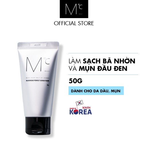 Sữa rửa mặt ngừa mụn trắng da sau 7 ngày MdoC Blackhead Perfect Scrub Foam 50g Hàn Quốc