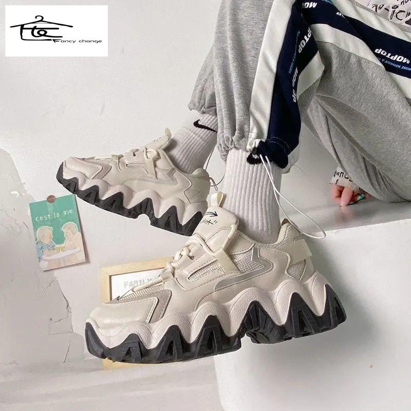 Giày Thể Thao Đế Dày Tăng Chiều Cao Màu Trắng Thời Trang Xuân Hè