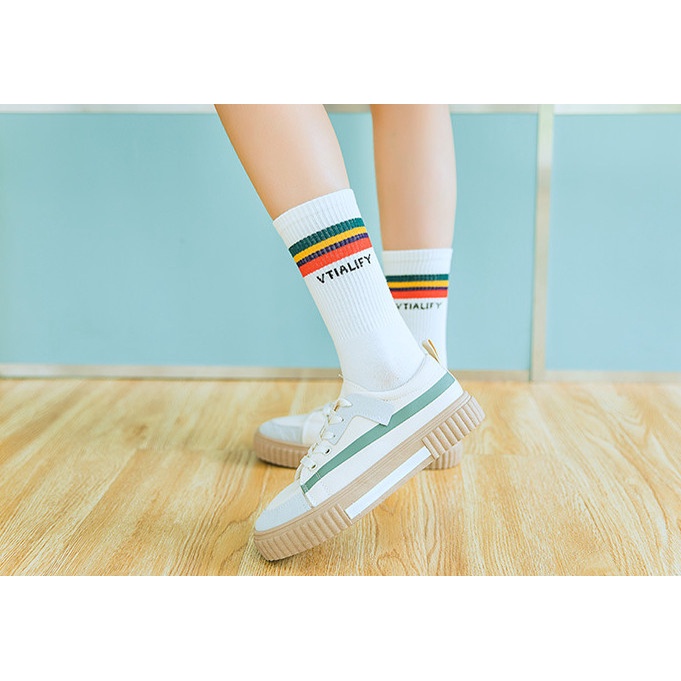 Vớ cổ cao xu hướng Hàn Quốc Unisex phong cách thể thao, đường phố.