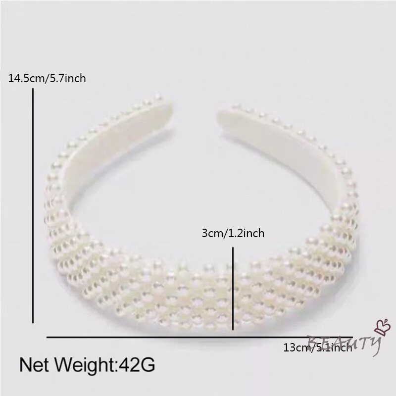 Cài tóc bản rộng dày đính ngọc trai giả thời trang cho nữ