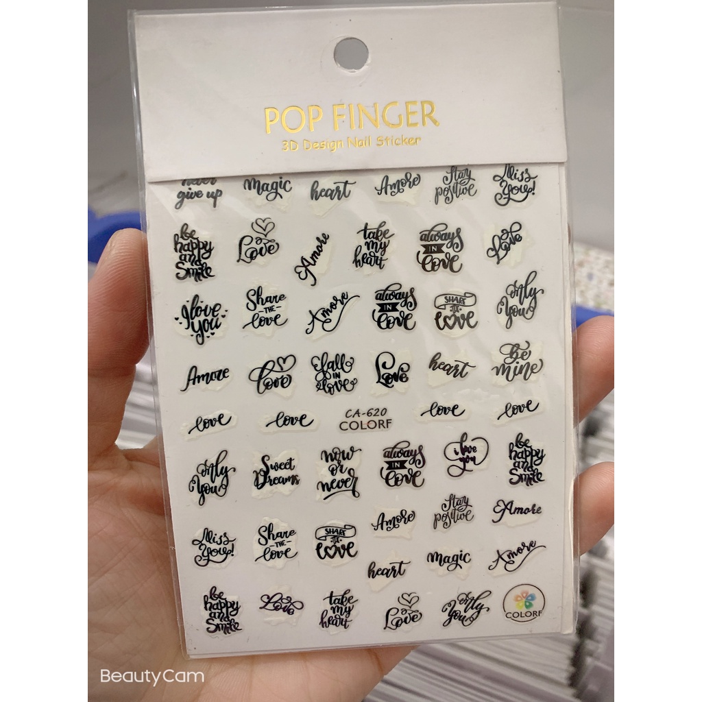 sticker chữ trang trí nail