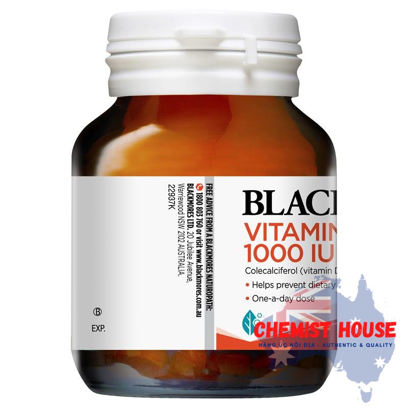 [ Hàng Chuẩn ÚC ] Blackmores Vitamin D3 1000IU - Viên uống vitamin D3 60 viên