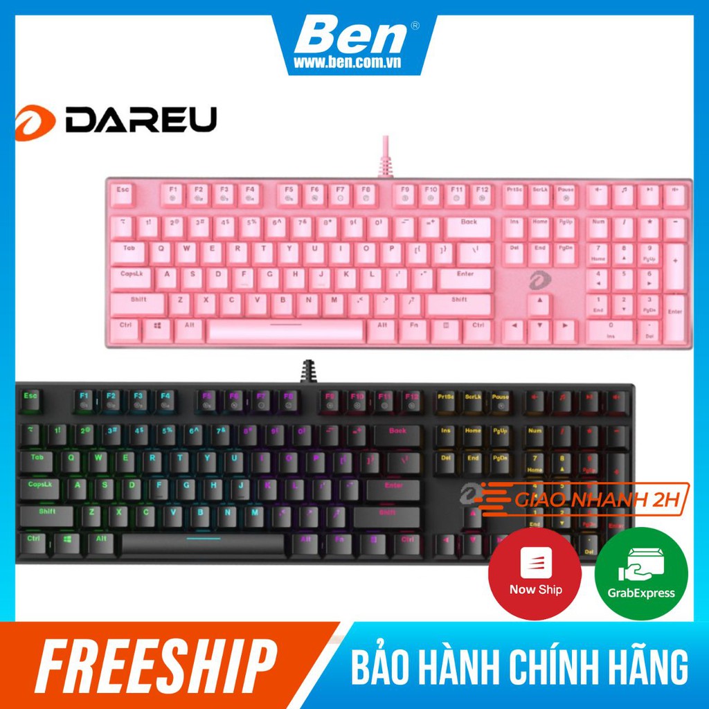 [Mã 267ELSALE hoàn 7% đơn 300K] Bàn phím cơ Gaming DAREU EK810 104KEY Black / Pink