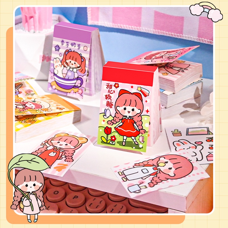 Bộ 50 Tấm sticker Mini Họa Tiết Hoạt Hình Dễ Thương Để Trang Trí Cho Nhật Ký