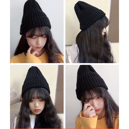 Mũ len dệt kim Nón beanie form dài phong cách Hàn Quốc thời trang unisex nam nữ L08