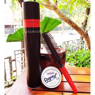 Combo sáp vuốt tóc original clay gôm xịt luxurious (tặng tròn lược tạo phồng)