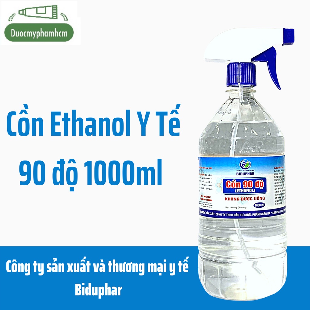 Cồn Ethanol Y Tế Sát Khuẩn Tinh Chất 70-90 Độ Có Vòi Xịt 1000ml