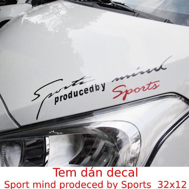 Tem dán decal Sport mind prodeced by Sports xe hơi ô tô 31x11 cm