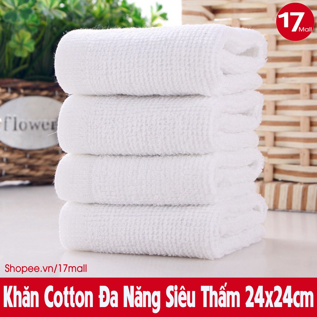 Khăn lau đa năng 24x24cm tiết kiệm, khăn cotton vuông lau bếp, xe ô tô, lau quán ăn, bệnh viện, spa, nail, trường học