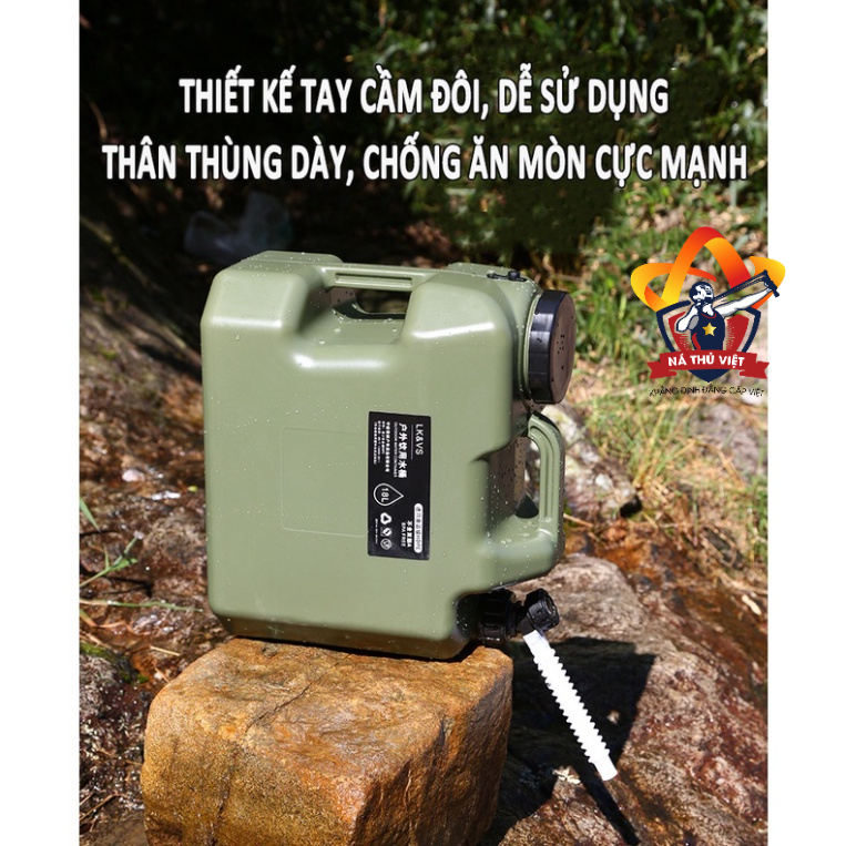 Bình đựng nước cắm trại du lịch dã ngoại di động ngoài trời, có van khóa, có vòi nối dài tiện lợi - DCP9
