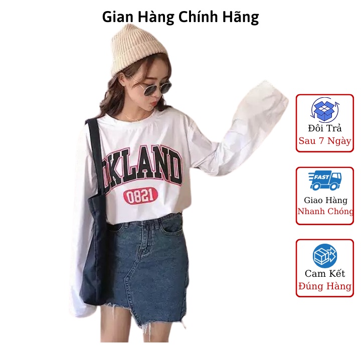 Áo thun dài tay OKland cotton 4 chiều freesize dưới 70kg rẻ đẹp - Hàng nhập khẩu - Áo Phông tay dài form rộng unisex