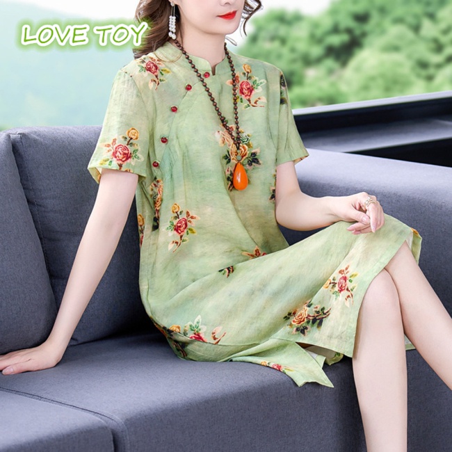 Sườn Xám Cách Tân In Hoa Thời Trang Nữ Tính