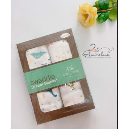 Set 2 Khăn Tắm , Khăn Quấn Sợi Tre Aden Anais Swaddle Cho Bé Loại Cao Cấp Có Hộp Đựng