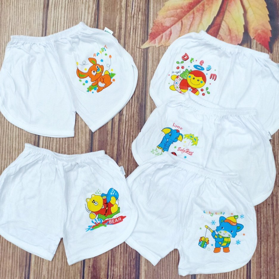 SET 5 QUẦN NGẮN TRẮNG IN HÌNH CHO BÉ MẶC NHÀ ( 5-15 KG )