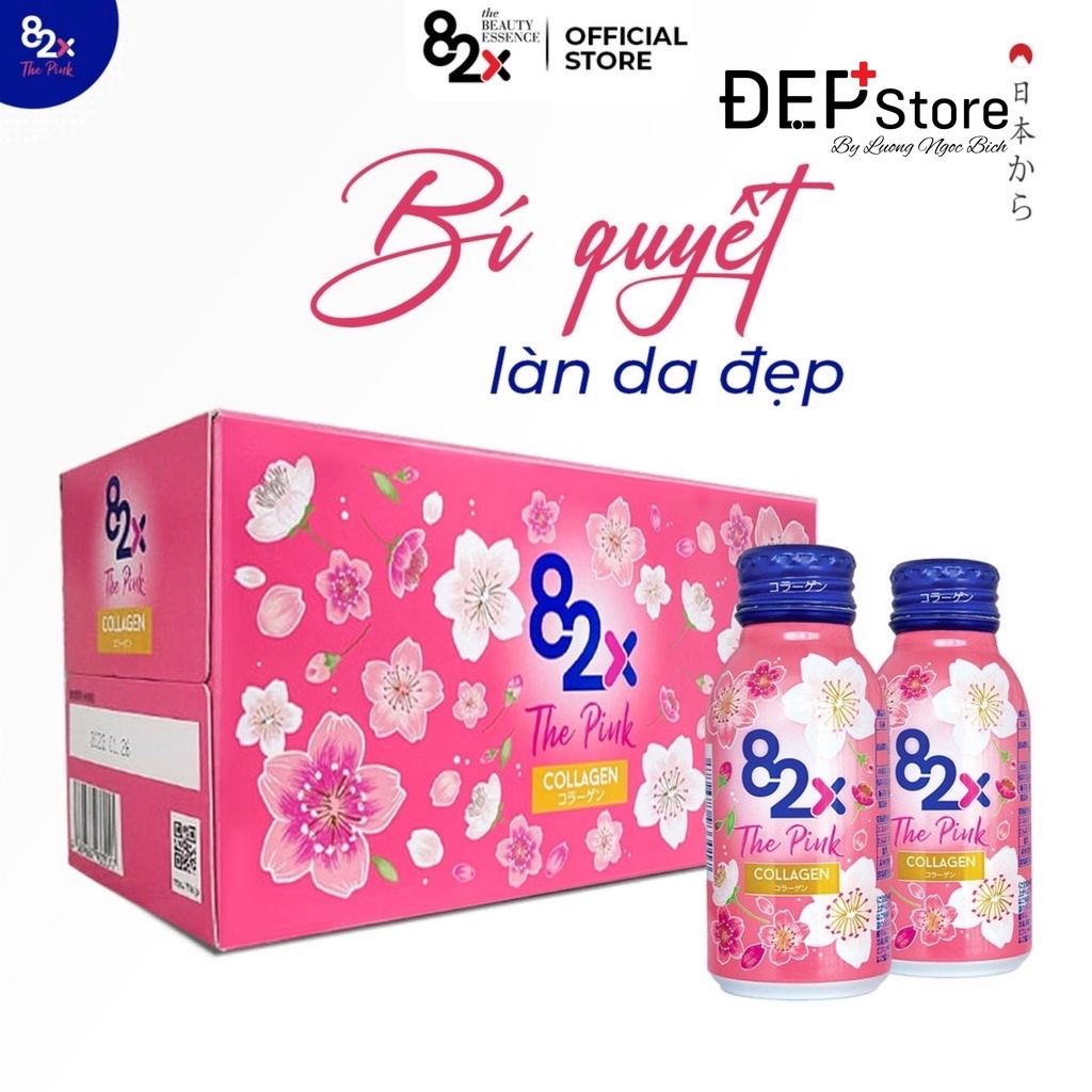 Nước uống đẹp da 82X The Pink - hàm lượng 1000mg collagen làm đẹp 100ml/chai