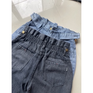 Quần jean lưng phối thun gắn bas hông siêu hot
