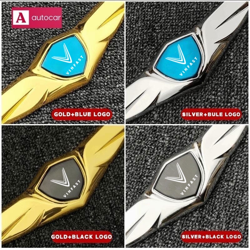 Đối với Vinfast Xe phía trước Đồ trang trí Nắp ca-pô Trang trí bằng kim loại Logo Đôi cánh thiên thần Dán phù hợp với VF8 VF9 E34 Phụ kiện