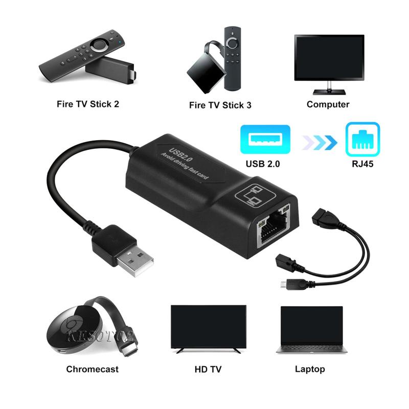 Bộ Chia Cổng Kết Nối Mạng LAN Ethernet Cổng USB OTG Cho TV Laptop HDTV Kesoto2