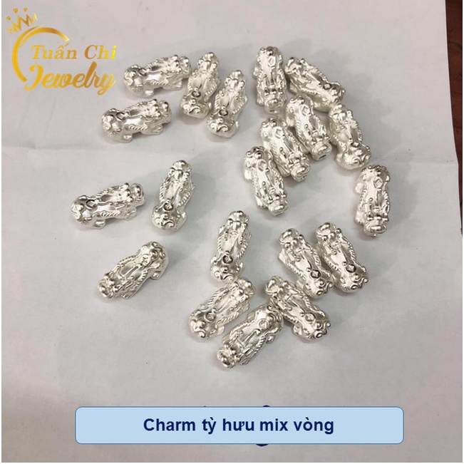 HÀNG CHUẨN Tỳ Hưu Bạc Cao Cấp, Bạc Xi Vàng, Dùng Để Kết Hợp Vòng Đá, Vòng Tết Phong Thủy May Mắn, Tài Lộc ( bán rời)