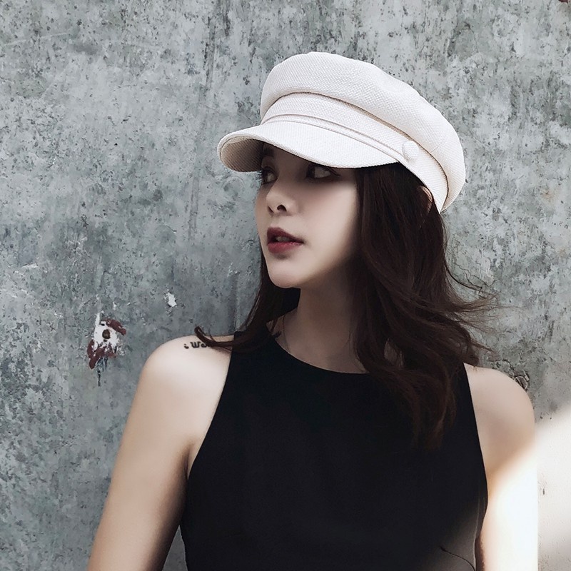 Mũ Beret Chất Liệu Cotton Lanh Phong Cách Thời Trang Đường Phố Hàn Quốc