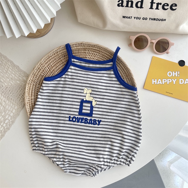 Jumpsuit Cotton SáT NáCh, HọA TiếT HoạT HìNh Kẻ SọC Cho Bé