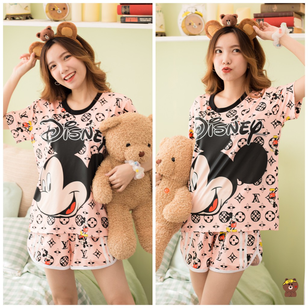 Đồ Bộ Pijama Thun Lạnh 3D Cao Cấp Tay Ngắn Quần Đùi Họa Tiết Hoạt Hình Dễ Thương P2